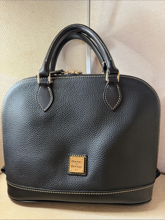 Dooney & Bourke Handbags - Dooney & Bourke Black Pebbled Leather Dome Satchel with Gold Hardware NWOT